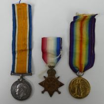 WWI trio, Star, War and Victory, awarded to Pte W.E. Thompson T4-0400 37 Army Service Corps.