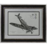 Framed and glazed limited edition signed Spitfire print defender of Malta no.3 of 20. 59 x 49 cm.