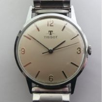 Gents Tissot manual wind stainless steel watch with box and paperwork, 35mm inc. button. Condition