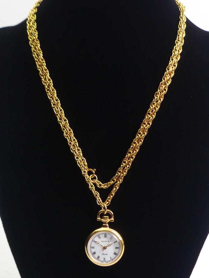14ct gold plated Swiss open face pocket watch and chain. - Image 4 of 4