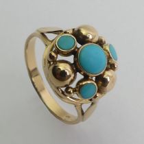 14ct gold turquoise ring, 2.9 grams, 13.4mm, size N 1/2.