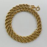 9ct gold rope twist chain necklace, 3.8 grams, 3mm, 40cm.