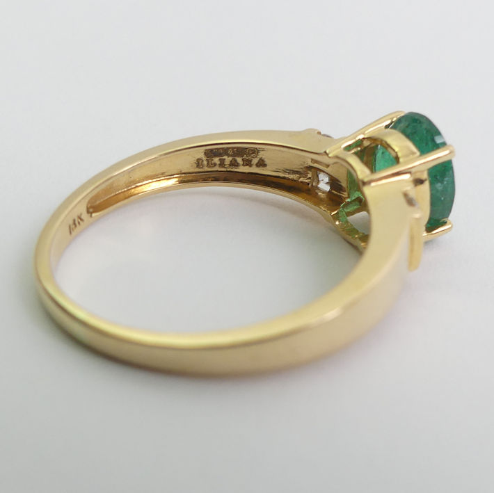 18ct gold emerald and diamond ring, 3.4 grams, 8.4mm, size P. - Image 3 of 3