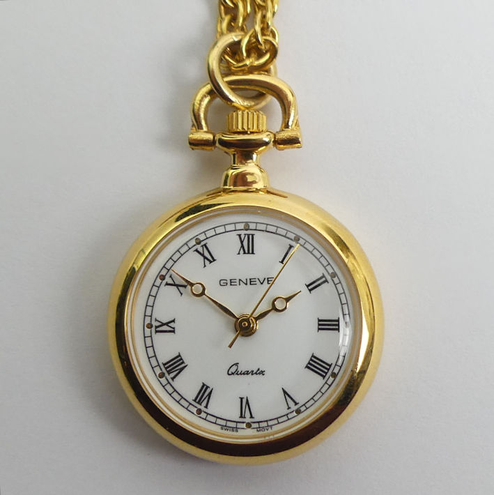 14ct gold plated Swiss open face pocket watch and chain. - Image 2 of 4