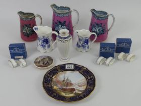 A quantity of ceramics including Victorian jugs, Royal Doulton Concord napkin rings, Spode