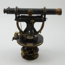 A boxed theodolite by T&S in a fitted mahogany box, 25cm.