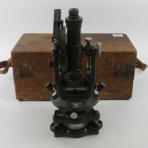 A cased theodolite makers E.R Watts & sons ltd, London no. 36676. 34 x 15 cm.