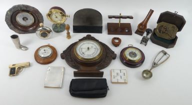 A box of misc. including barometers and sundials.