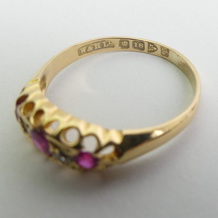 18ct gold, ruby and diamond ring, Chester 1915, 3.3 grams, 5.5mm, size P 1/2. - Image 3 of 3