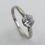 18ct white gold diamond solitaire (approx. 1/2 carat), 1.7 grams, 5.3mm, size K.