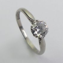 18ct white gold diamond solitaire (approx. 1/2 carat), 1.7 grams, 5.3mm, size K.
