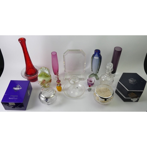 A quantity of glassware including a boxed Stuart crystal rose bowl, decanters, scent bottles and - Image 2 of 2