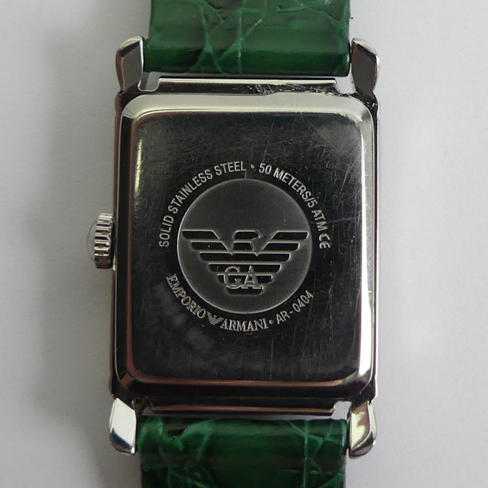 Emporio Armani quartz movement watch on a green leather strap. 24 x 36 mm. Condition report: In good - Bild 3 aus 3