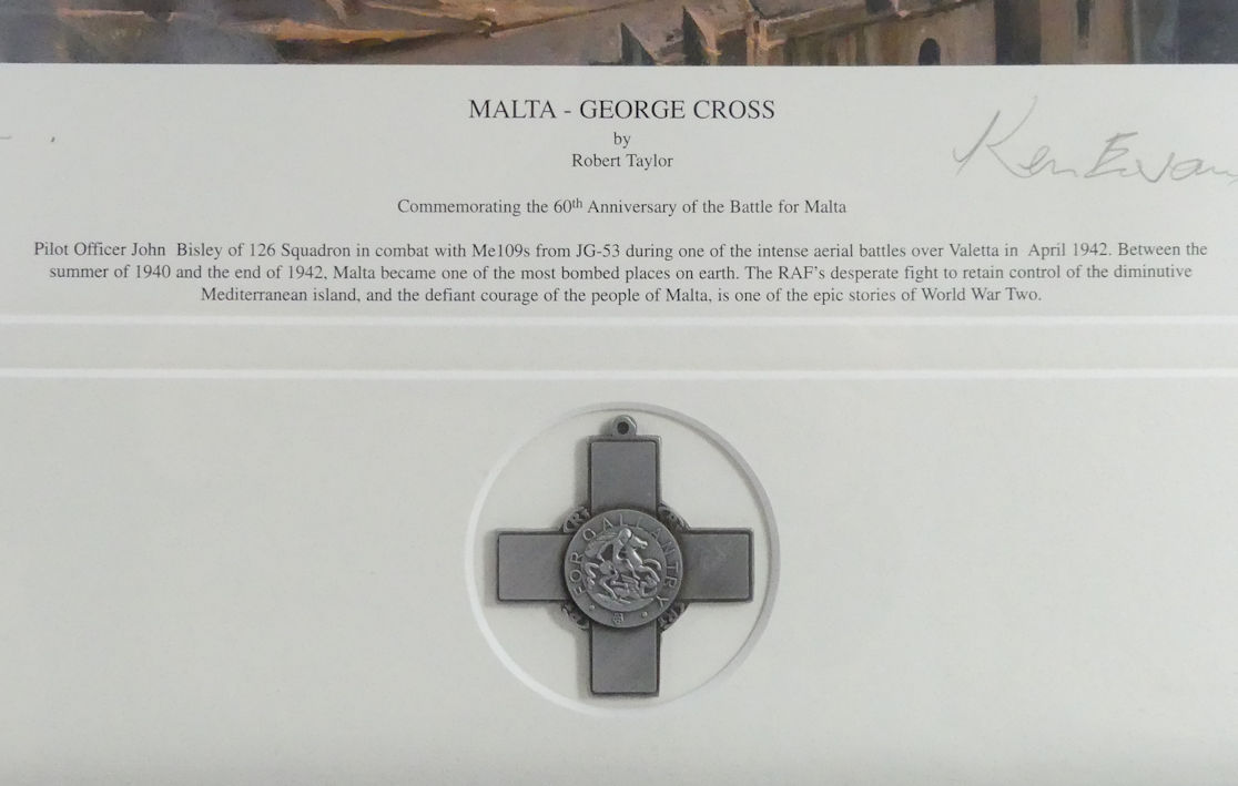 A framed and glazed limited edition print by Robert Taylor 'Malta-George Cross' signed by notable - Image 2 of 5