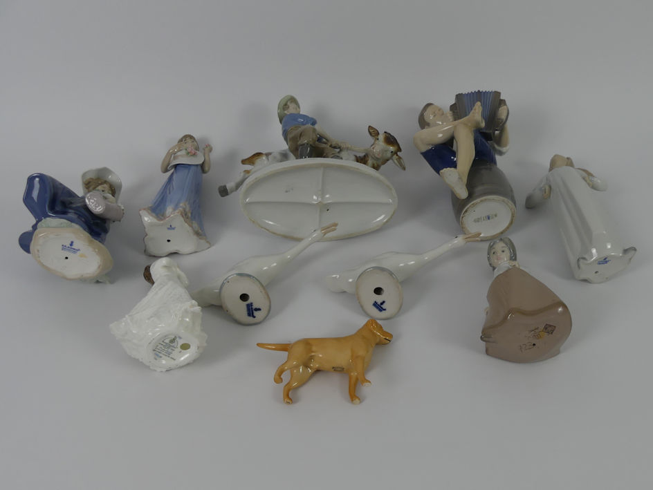 Ten figurines including B & G accordion player, five Lladro and Nao figures and a Royal Doulton. - Image 2 of 2