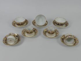 Seven 19th century Bloor Derby cups and saucers.