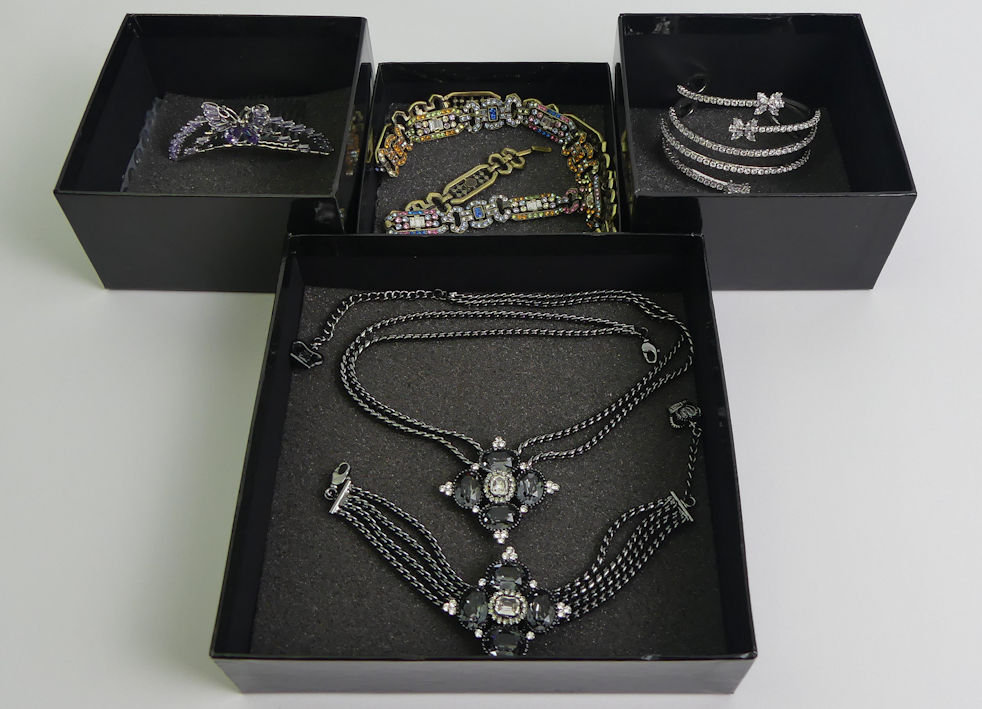 Butler & Wilson boxed jewellery including a dark crystal necklace and matching bracelet, (6 items). - Image 2 of 2