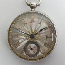 Victorian silver open face lever movement pocket watch. 50 x 70 mm. Condition report: In working