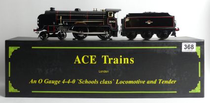 Ace trains 0 gauge 4-4-0 schools class locomotive and tender 'Kings Wimbledon' 30931, BR glass lined