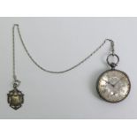 Victorian silver pocket watch and chain, London 1895, Fusee movement signed William Kaye, 50mm x