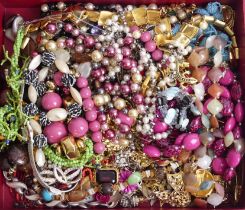 A box of mixed costume jewellery including Butler & Wilson.