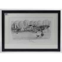 A framed and glazed limited edition Spitfire print signed by Paul Farnes 501 squadron. 57 x 40 cm.