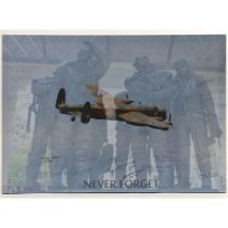 A print on canvas 'Never Forget' signed by various spitfire pilots including their relatives and