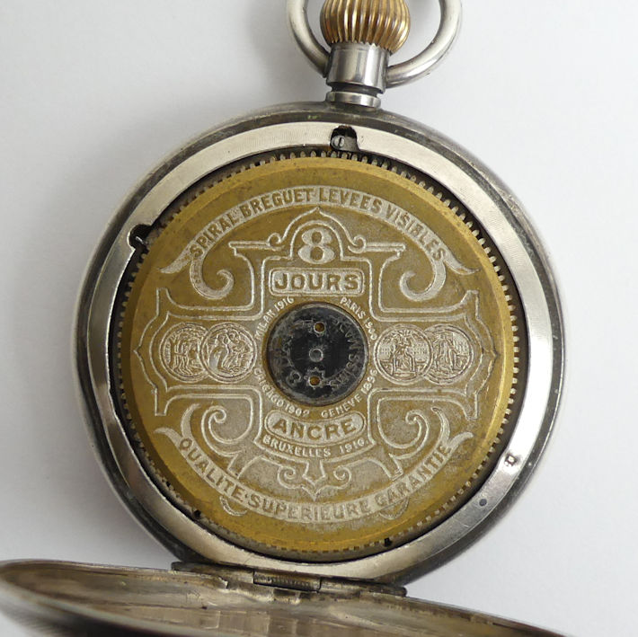 Silver full hunter Hebdomas Swiss movement 8 day pocket watch. 50 x 70 mm. Condition report: In - Image 5 of 5