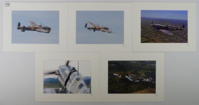Five mounted photographs of war planes 39 x 30 cm.