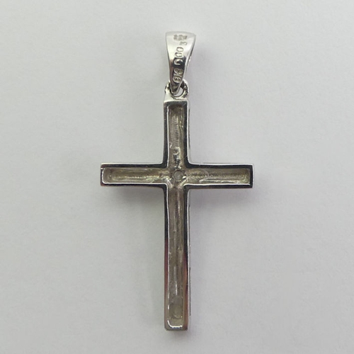 9ct white gold diamond cross pendant, 1.5 grams. 32 x 16mm. - Image 2 of 2