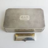 Elizabeth II silver cigarette box Birmingham 1952, 546 grams gross. 15.5 x 9.5 x 4 cm.