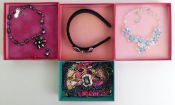 Two Butler & Wilson boxed necklaces along with a collar and a box of assorted costume jewellery.