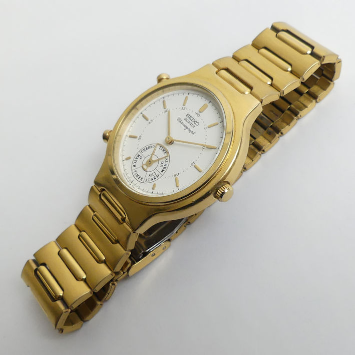Seiko quartz chronograph alarm gold tone gents watch, boxed. 35 mm diameter. - Image 2 of 4