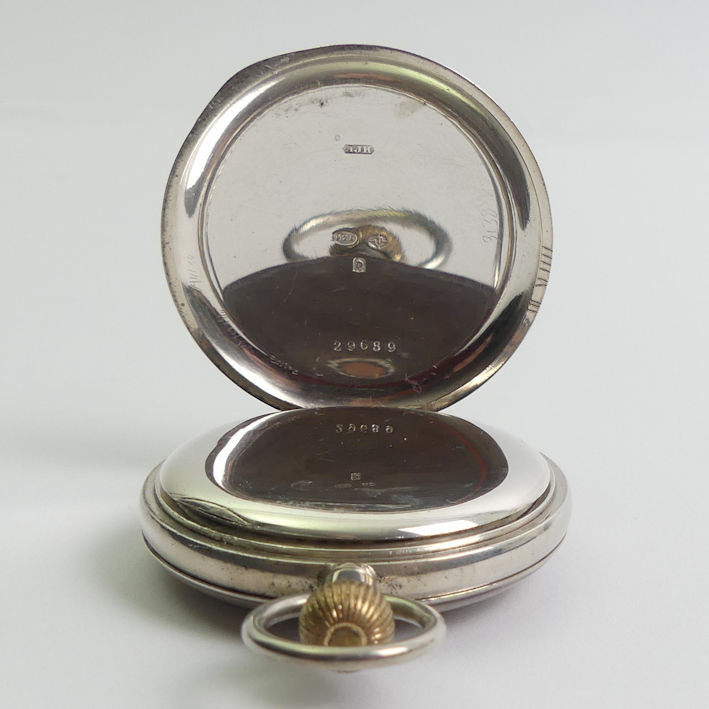 Thomas Russell & Sons silver half hunter pocket watch, C.1919, 50mm x 70mm. Condition Report: In - Image 4 of 5