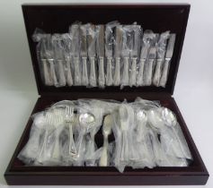 A cased canteen of Sheffield A1 e.p.n.s cutlery in apparently unused condition.