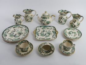 Twenty-Four pieces of Masons Ironstone 'Chartreuse' pattern tableware including teapot, plates and
