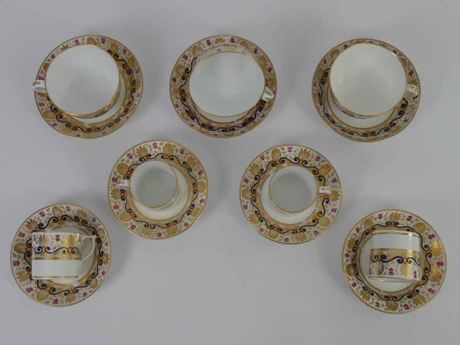 Seven 19th century Bloor Derby cups and saucers. - Image 2 of 3