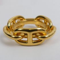 Hermes gold tone scarf ring, boxed, 31mm x 10mm.