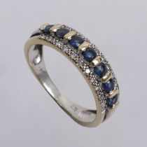 9ct gold sapphire and diamond ring, 2.6 grams, 5.7mm, size O.