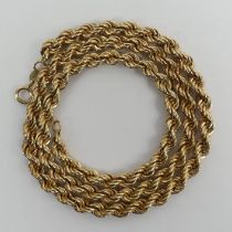 9ct gold Italian rope twist chain necklace, 9.1 grams, 46cm x 5mm.