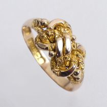 9ct rose gold knot ring, Birm. 1914, 3.1 grams, 9.4mm, size S.