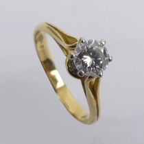 18ct gold single stone diamond ring, diamond approx. 0.5 carat, 1.9 grams, 5.1mm, size I.