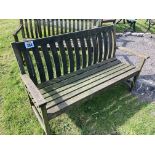 BROWN STAINED WOODEN GARDEN BENCH
