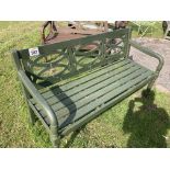 GREEN STAINED WOODEN GARDEN BENCH