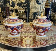 A RARE PAIR OF GEORGE III BARR, FLIGHT & BARR, WORCESTER SAUCE TUREENS AND COVERS