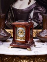 A FINE 19TH CENTURY FIVE GLASS DOUBLE FUSEE LIBRARY CLOCK SIGNED SHARP, DUBLIN