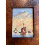 TWO 19TH CENTURY MARITIME WATERCOLOURS IN WALNUT FRAMES