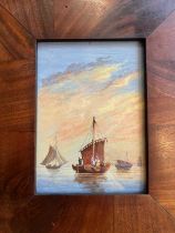 TWO 19TH CENTURY MARITIME WATERCOLOURS IN WALNUT FRAMES