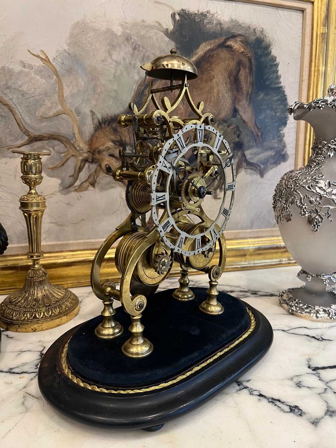 A 19TH CENTURY DOUBLE FUSEE CHIMING SKELETON CLOCK - Bild 4 aus 7
