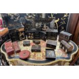 A COLLECTION OF 19TH CENTURY JAPANESE AND CHINESE LACQUERED BOXES AND TABLE CABINETS